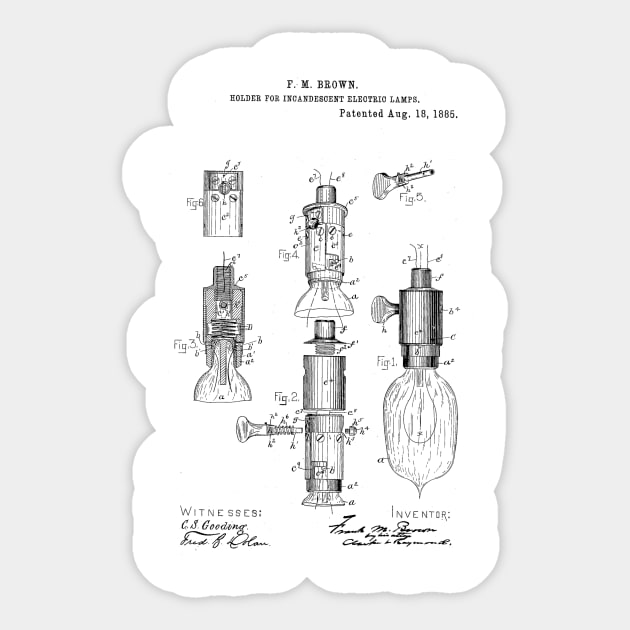 Holder for Electric Lamps Vintage Patent Hand Drawing Sticker by TheYoungDesigns